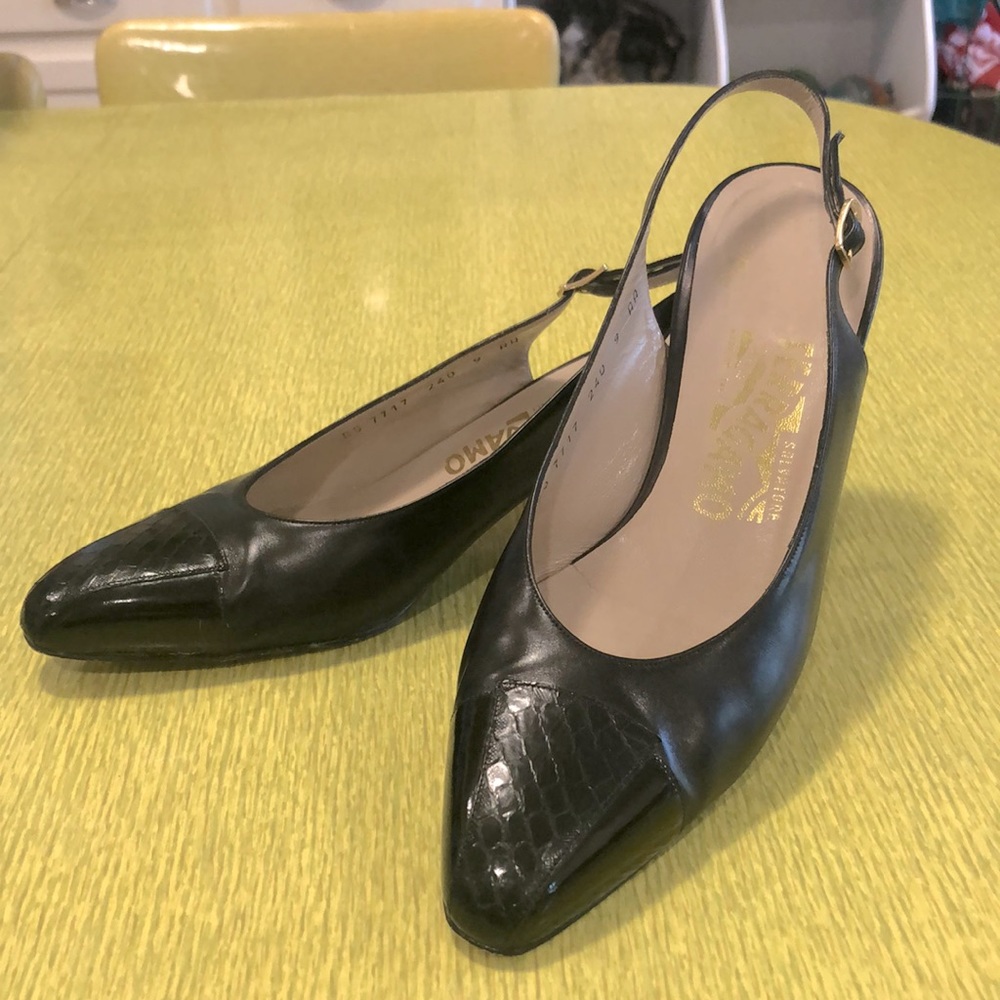 Salvatore Ferragamo Black Sling Back Shoes Saks Fifth Avenue